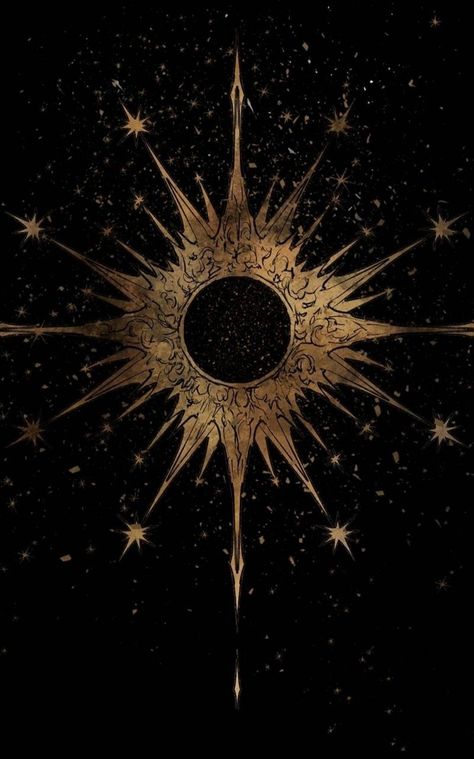 Golden Star Aesthetic, Gold Black And White Aesthetic, Celestial Profile Picture, Stars Druid Aesthetic, Celestial Illustration Art, Celestial Magic Aesthetic, Sun Magic Art, Sun Magic Aesthetic, Dark Sun Aesthetic