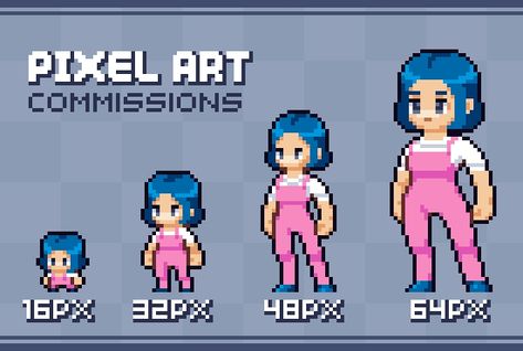 Pixel Art Commission, How To Draw Pixel Art Characters, Pixelated Character Design, Pixel Art Body Reference, Pixel Art Character Design 32x32, 16 By 16 Pixel Art, Pixel Characters Sprite, Pixel People Art, Indie Pixel Game