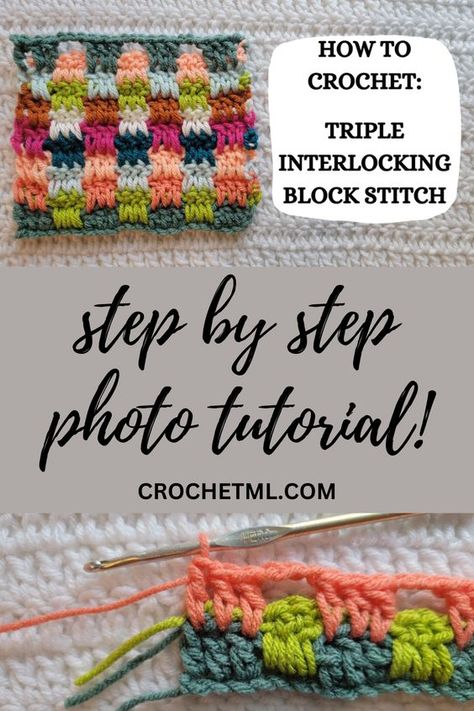 Diy Crochet Blocking Board, Block Stitch Crochet, Crochet Block Stitch, Crochet Blocking Board, Triple Crochet Stitch, Block Stitch, Interlocking Blocks, Diy Beginner, Crochet Tutorial Pattern