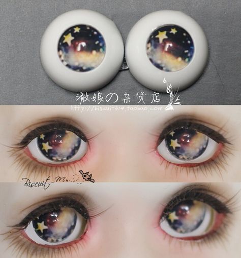 * There might be out of stock of some special styles in special sizes, which I might not update the stock in time. If that happens, I will contact you to change or refund you ASAP. Size  recommendation 1/3 doll 16~18mm 1/4 doll 14~16mm 1/5 doll 12~14mm 1/8 doll 10-12mm 1/12 doll 8~10mm DD doll 22mm (pupil can be 12~16mm) * Base: Resin * Cover: Padico star UV * Paper: Fujifilm Paper * Please keep the eyes away from the sunlight to avoid light preservation to slow down the process of being faded. Star Eyes Contacts, Glass Doll Eyes, Stars In Eyes, Eyes Cartoon, Resin Eyes, Bjd Eyes, Star Eyes, Figure Drawing Reference, Contact Lenses Colored