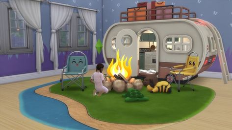 Campsite Playhouse | Patreon Sims 4 Cc Playhouse, Taurus Design, Sims4 Mod, Animal Chair, Teen Stuff, Cc Hair, The Sims 4 Packs, Sims Games, 60s Retro