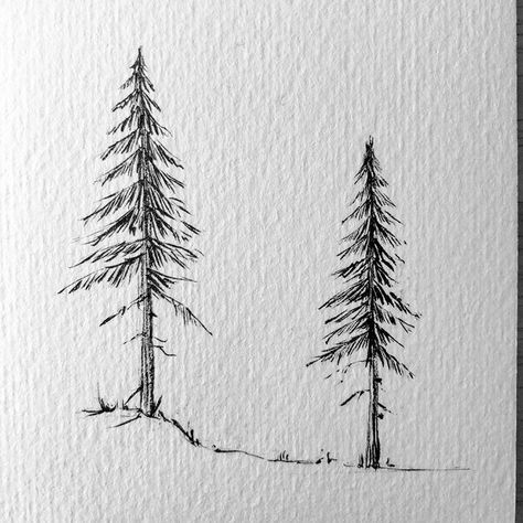 These half moons are just fun...⠀ ⠀ What do you think? a few more of them?⠀ ⠀ Have a great Week!!⠀ ⠀ ⠀ #lostswissmiss⠀ ⠀ #illustration… Pine Tree Drawing, Forest Drawing, Pine Tree Tattoo, Mountain Drawing, Forest Tattoos, Nature Sketch, Tree Sketches, Ink Brush, 자수 디자인