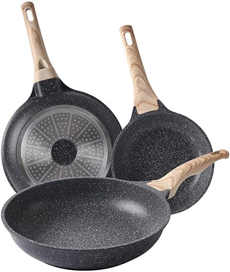 Amazon.com: Frying Pan Set Nonstick 3-Piece by Motase | Swiss Titanium Non-stick Coating | 100% PFOA and PTFE free Cookware | Stone Frying Pan Set 8 Inch, 9.5 Inch, 11 Inch: Kitchen & Dining Omelette Pan, Induction Stove Top, Fry Pan Set, Aluminum Pans, Gas Cooktop, Induction Cooktop, Pan Set, Non Stick, Frying Pan