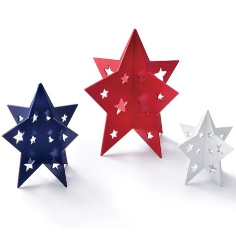 Limited-time deal: Stunning Patriotic Stars Table Centerpiece - 9" (Set of 3) - Assorted Sizes With Blue, Red & White Color, Crafted from High Quality MDF - Perfect Home Decor & Themed Events American Decorations, Patriotic Table Decorations, Star Centerpieces, Patriotic Centerpieces, American Decor, Patriotic Stars, Patriotic Party, Themed Events, All American