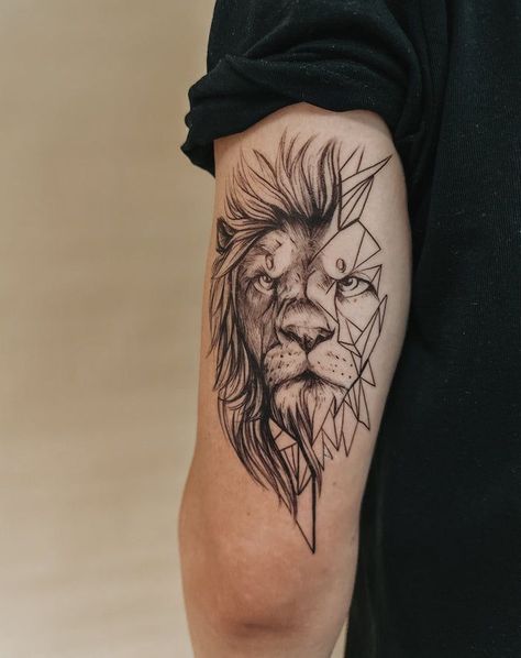 Lion Wrist Tattoo Women, Buddha Shoulder Tattoo, Lion And Sun Tattoo, Mandala Lion Tattoo, Unique Animal Tattoos, Lion Shoulder Tattoo, Tattoo Christian, Small Lion Tattoo, Dark Skin Tattoo