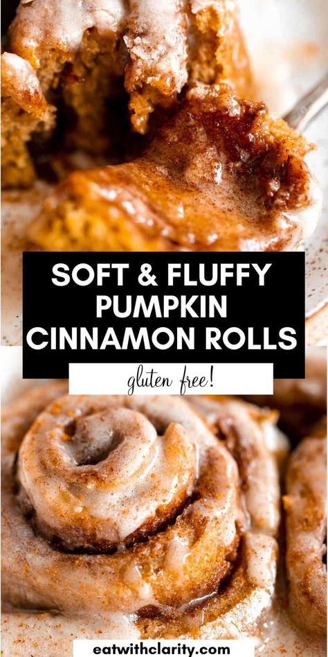 These gluten free pumpkin spice cinnamon rolls are easy to make, dairy free friendly, soft, fluffy and perfect for a gluten free fall dessert. Paleo Cinnamon Rolls Easy, Gluten Free Cinnamon Roll Cake, Gluten Free Pumpkin Cinnamon Rolls, Celiac Breakfast, Gluten Free Pumpkin Cake, Pumpkin Spice Cinnamon Rolls, Fluffy Gluten Free Pancakes, Almond Flour Waffles, Gluten Free Pumpkin Spice