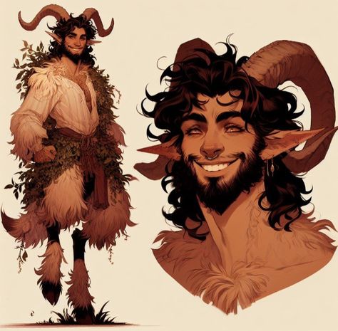 Goat Centaur Art, Satyr Reference Drawing, Sayter Drawing, Satyr Art Reference, Satyr Cosplay Male, Ram Oc Male, Goat Human Hybrid Oc, Goat Man Art, Dnd Satyr Character Art