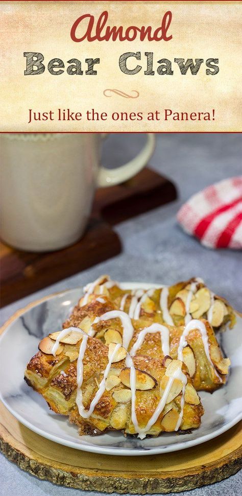 Filled with almond paste and topped with sliced almonds, these Almond Bear Claws are a fun and tasty breakfast treat! Bear Claw Recipe, Breakfast Pastry Recipes, Breakfast Brunch Party, Almond Pastry, Breakfast Pastry, Fun Breakfast, Pastry Recipe, Tasty Breakfast, Almond Paste