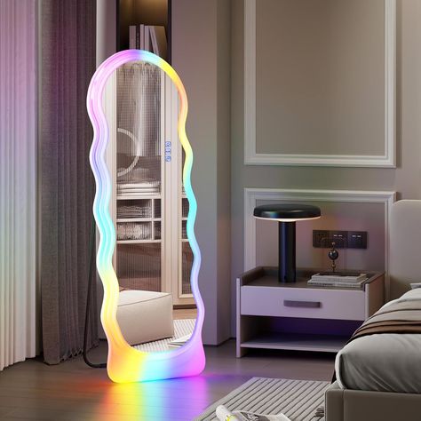 Faster shipping. Better service Wavy Full Body Mirror, Long Body Mirror, Tall Mirror In Bedroom, Long Mirror With Lights, Full Body Mirror With Lights, Cute Mirrors, Standing Floor Mirror, Mirror Long, Y2k Room Decor