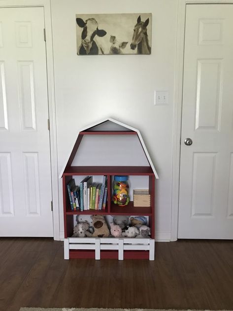 Barn bookshelf Barn Bookshelf, Cowboy Bedroom, Diy Barn, Bookshelf Organization, Dream Nurseries, Barn Board, Toddler Room, Board Books, Having A Baby