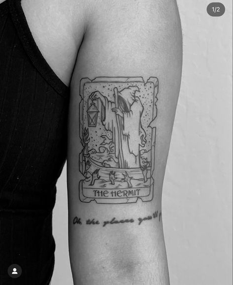 Tarot Card Tattoos, Tarot Tattoos, Card Tattoos, The Hermit Tarot, Cobra Tattoo, Ace Of Swords, Tarot Card Tattoo, Tarot Tattoo, Card Tattoo Designs