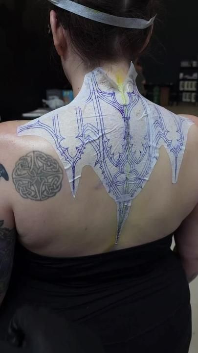 Cathedral Back Tattoo, Forest Grump, Gothic Architecture Tattoo, Arch Tattoo, Cathedral Tattoo, Baroque Tattoo, Emo Tattoos, Taboo Tattoo, Tattoo Board