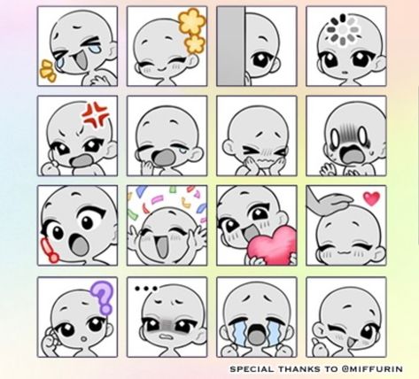 Photo - Google Photos Expression Sheet, Drawing Face Expressions, Emoji Art, 캐릭터 드로잉, Drawing Expressions, Chibi Drawings, Poses References, Figure Drawing Reference, Your Character