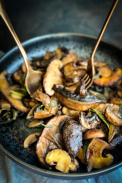 Mushroom Side Dish Recipes, Oven Roasted Mushrooms, Smashed Sweet Potatoes, Mushroom Side Dishes, Garlic Butter Mushrooms, Parmesan Asparagus, Sautéed Mushrooms, Asparagus Fries, Sage Butter