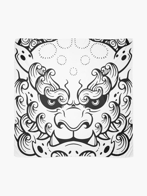 Foo Dog Face Tattoo, Foo Dogs Tattoo, Komainu Art, Chinese Dog Tattoo, Japanese Dog Tattoo, Foo Dog Art, Komainu Tattoo, Foodog Tattoo, Japanese Foo Dog