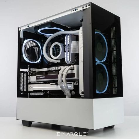 Black And White Pc Build, Custom Pc Build, Custom Computer Case, Setup Pc, Pc Builds, Gaming Pc Build, Pc Build, Custom Computer, Custom Pc