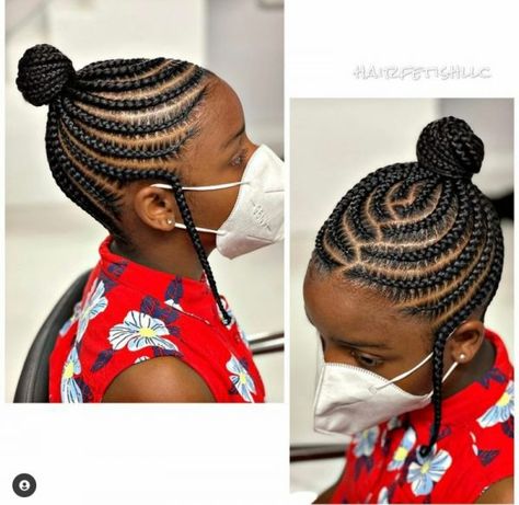 10 Simple But Stunning Protective Hairstyles For 2022 - Wondafox Girls Braided Hairstyles Kids, Kids Cornrow Hairstyles, Kids Natural Hair, Hairstyle For Kids, Black Kids Braids Hairstyles, Braid Bun, Natural Hairstyle, Hair Girls, Toddler Hairstyles Girl