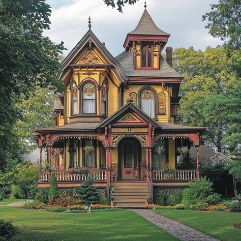 Step back in time with this stunning Victorian charmer! ✨ The intricate details, vibrant colors, and charming porch make it a true fairytale home. 🏡 #victorianhouse #historichome #architecture #dreamhome #homegoals #vintage #charleston British Victorian Homes, Old Victorian House Exterior, Colorful Victorian House Exterior, Victorian House Exterior Colors, Old English Architecture, Victorian Houses Exterior, Cottage With Porch, Victorian Homes Exterior Colors, Vintage House Design