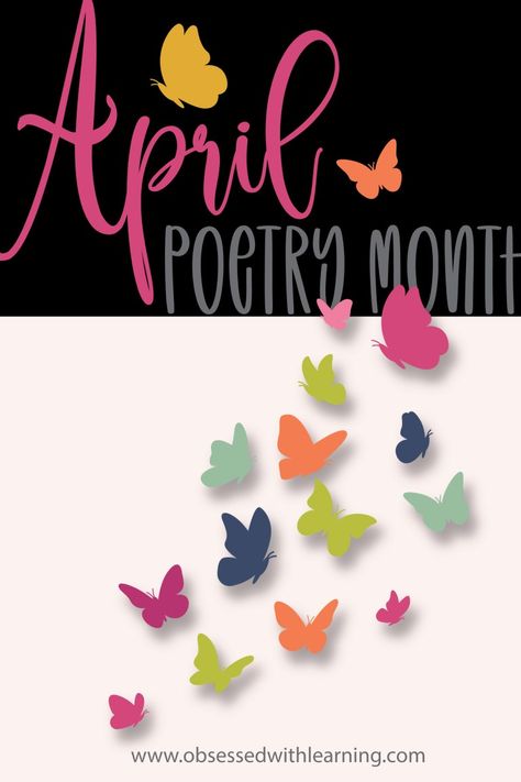 National Poetry Month Bulletin Board, Poetry Month Bulletin Board, April Poetry Month, Poetry Bulletin Board, Spring Poetry, Elementary Librarian, Poetry Posters, Poetry Activities, Poetry Unit