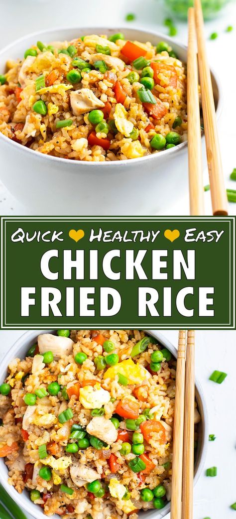 Chicken Fried Rice Recipe Healthy, Healthy Chicken Fried Rice, Easy Chicken Fried Rice Recipe, Chicken Fried Rice Recipe Easy, Easy Chicken Fried Rice, Healthy Fried Rice, Healthy Rice Recipes, Chinese Dinner, Healthy Oil