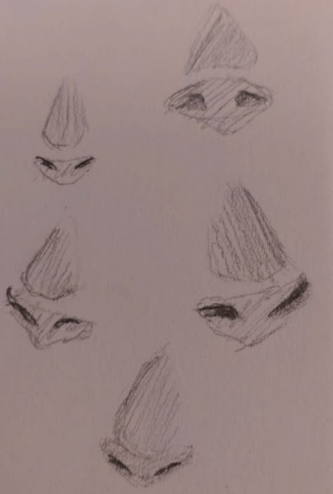 How To Draw Pointy Nose, Noses How To Draw, Tumblr Nose Drawing, Different Nose Styles Drawing, Nose In Different Art Styles, Drawing Base Nose, Nose Drawing Practice, Nose Refrence Drawing, Nose Tutorials Drawing