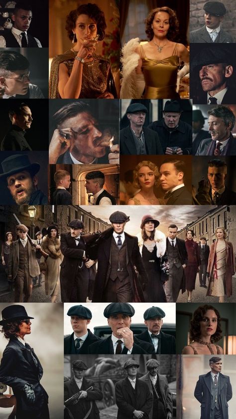 Collage Peaky Blinders Collage, Peaky Blinders Color Palette, Peaky Blinders Outfit Ideas, Pesky Blinders Aesthetic, Pesky Blinders Wedding, Peaky Blinders Behind The Scenes, Peaky Blinders Wedding Theme, Peaky Blinders Family, Gatsby Theme Dress