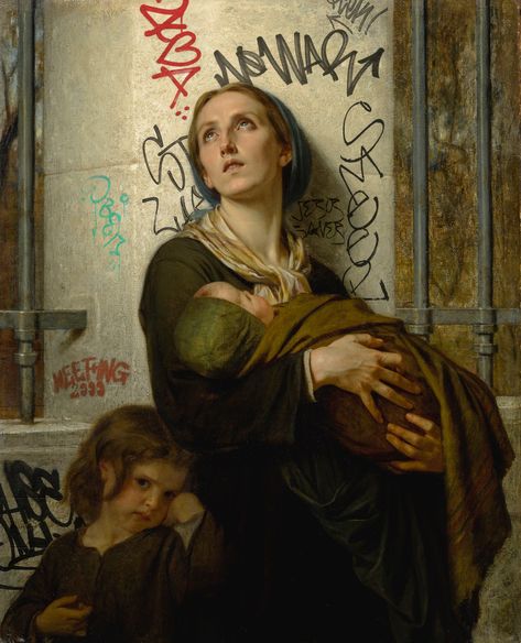 Based on an artwork by Hugues Merle “The Forgotten” 1850 Hugues Merle, William Adolphe Bouguereau, City Museum, Image Painting, Madonna And Child, National Gallery Of Art, Children Images, Two Year Olds, Unique Photo