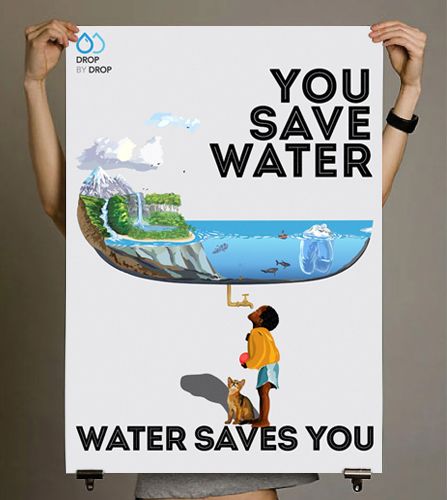 Poster / Newspaper Ad Inspiring to Preserve Water on Behance Water Preservation Poster, Save Water Poster Drawing With Slogan, Importance Of Water Poster, Save Water Save Life Poster Drawing, Water Is Life Drawings, Life Below Water Poster, Poster On Water Conservation, Water Pollution Poster Project, Water Conservation Poster Ideas For Competition