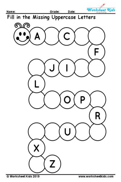 Free printable uppercase missing alphabet worksheet A to Z activity is wonderful way to test the kids understanding about uppercase English letters. kids finishing this worksheet practice will able to writing the letters A to Z. Easy Homework For Preschool, Aktiviti Prasekolah, Kertas Kerja Prasekolah, Alphabet Activities Kindergarten, Alphabet Letter Worksheets, Letter Worksheets For Preschool, Missing Letters, Summer Worksheets, Abc Worksheets