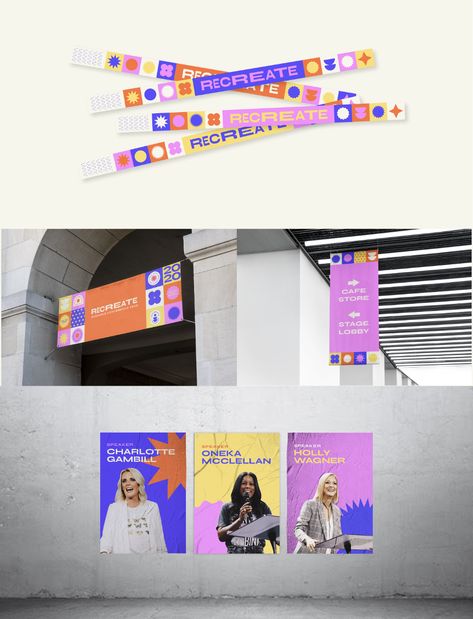 RECREATE WOMEN'S CONFERENCE – Event Branding on Behance Event Badge Design, Conference Branding, Conference Banners, Conference Poster, Conference Logo, Women's Conference, Conference Event, Event Agency, Womens Conference