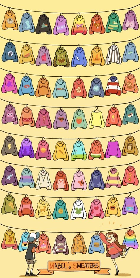 Gravity Falls Mable Sweaters, Mabel Sweater Gravity Falls, All Of Mabels Sweaters, Mable Gravity Falls Sweater, Mable Pines Sweaters, Gravity Falls Room Ideas, Cartoon Sweater Drawing, Mabel Gravity Falls Aesthetic, Gravity Falls Mabel Sweaters