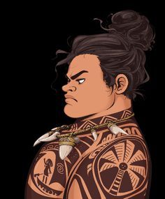 Maui - Serious Hair Bun [Moana] by Skydrathik Disney Moana, Lilo Stitch, Arte Fantasy, Zootopia, Tarzan, Disney Fun, Disney Fan Art, Disney And Dreamworks, Disney Drawings