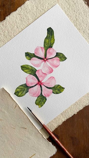 Graphic Design Watercolor, Watercolor Floral Design, Flower Watercolor Paintings, Small Flower Drawings, Watercolor Course, Paint Together, Watercolor Flower Painting, Flower Paint, Watercolour Flower