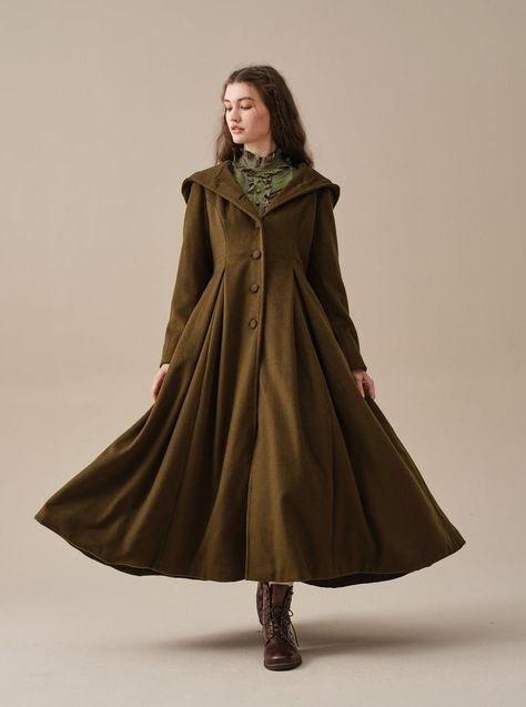 Recommended – Page 2 – Linennaive Whimsigoth Coat, Vintage Winter Clothes, Cottagecore Coat, Coat Dress Outfit, Irish Fashion Women, Fantasy Coat, High Neck Coat, Long Green Coat, Wool Clothes