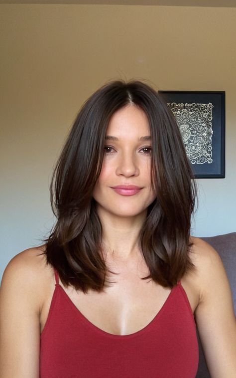 Haircut Ideas For Round Faces: 13 Stylish Options To Flatter Your Features - Best Review Mid Hair Length Styles For Round Face, Medium Length Hairstyle Women Round Face, Hair For Different Face Shapes, Straight Layered Bob Haircut, Round Face Haircuts Medium Straight Layered Hairstyles, Round Face Straight Haircut, Same Length Haircut Medium, Straight Hair For Round Face, Straight Cut Hair Short