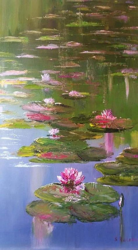 Etheral Painting Ideas, Mermaid Painting Aesthetic, Disney Oil Painting, Lotus Oil Painting, Aesthetic Water Painting, Ethereal Art Painting, Lilypad Painting, Pond Oil Painting, Water Lilies Painting