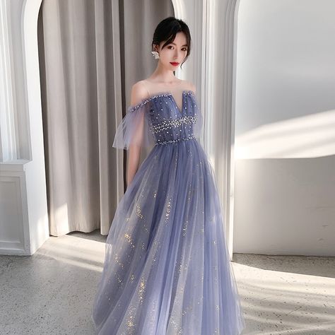 Gaun Koktail, Blue Tulle Dress, Prom Dress Blue, Blue Evening Dress, Tulle Long Prom Dress, 파티 드레스, Graduation Dresses, Blue Evening Dresses, Blue Tulle