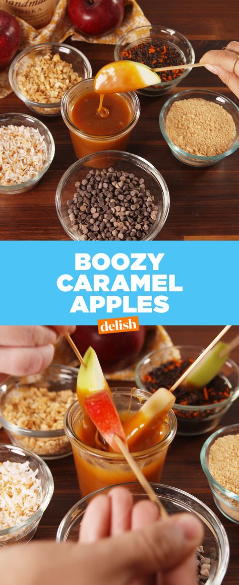 Caramel Apples Recipe, Boozy Desserts, Appetizers For Party, Apple Recipes, Fall Fun, Food Items, Caramel Apples, Appetizer Snacks, Yummy Drinks