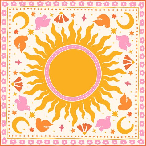 Cheerful and colorful sunshine art to decorate walls, tote bags, shower curtains and more ☀️ #sunshine #artwork #artprintsforsale #redbubbleartist Colorful Aesthetic Poster, Moon Sun Illustration, Yellow And Pink Aesthetic, Sunshine Artwork, Pink And Yellow Wallpaper, Curtain Illustration, Star Artwork, Sunshine Poster, Colorful Vibes