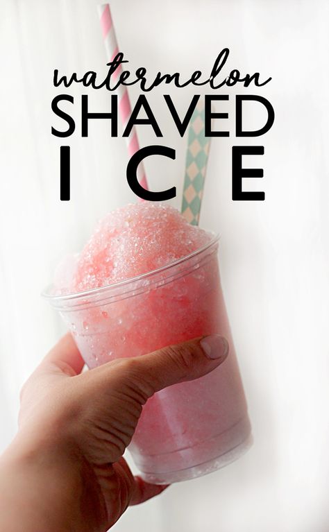 Watermelon Shaved Ice is fun and easy to make with simply ice and homemade watermelon syrup. watermelon recipes | watermelon recipes frozen | frozen watermelon drink | watermelon syrup | Shaved Ice Recipe, Snow Cones Recipes, Frozen Watermelon Margarita, Shaved Ice Syrup, Cone Ideas, Watermelon Syrup, Watermelon Recipe, Watermelon Dessert, Snow Cone Syrup