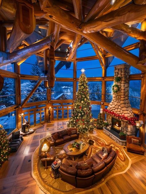 Christmas In Aspen, Christmas Vacation Ideas, Rustic Cabin Interior, Big Beautiful Houses, Winter Wonderland Background, Lodge Plans, European Christmas Markets, Modern Log Cabins, European Christmas