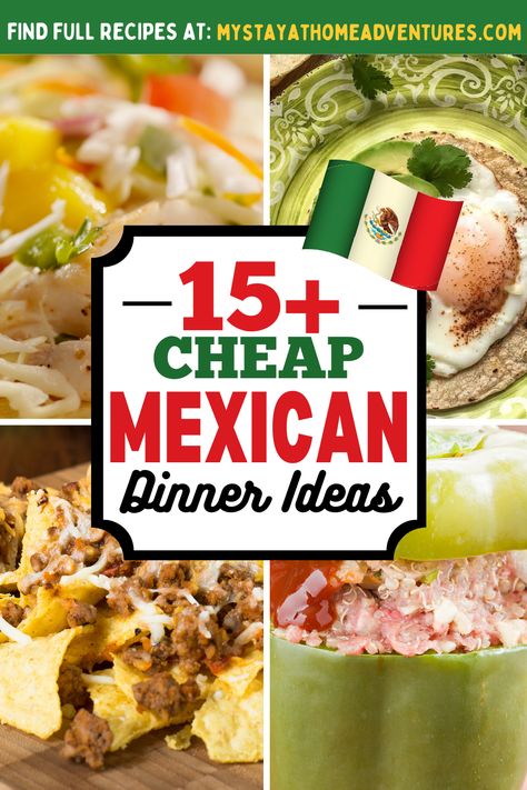 Looking for affordable and delicious Mexican dinner ideas? Look no further! These recipes are easy on the wallet and big on flavor. Try them out today! via @mystayathome Easy Cheap Mexican Dinners, Budget Mexican Meals, Cheap And Easy Mexican Dishes, Frugal Mexican Meals, Mexican Monday Dinners, Cheap Mexican Recipes, Mexican Struggle Meals, Cheap Mexican Meals On A Budget, Easy Mexican Food Recipes 4 Ingredients