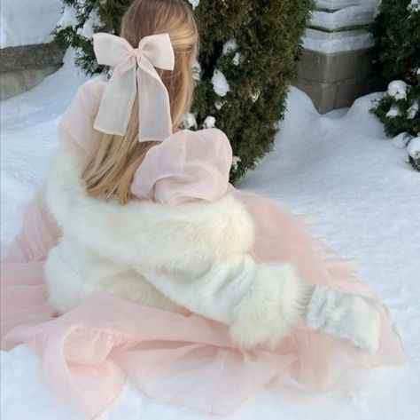 Christmas, Pink, The Snow, Pink And White, Fur Coat, White