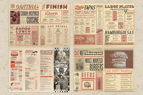 Design vintage retro newspaper restaurant menu design or food flyer digital menu by Qammar_shahzad_ | Fiverr Static Tv Screen, Menu Vintage, Retro Newspaper, Newspaper Layout, Restaurant Themes, Burger Menu, Food Flyer, Vintage Menu, Digital Menu