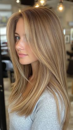 Blond Hair Strands, Layered Haircuts For Blonde Hair, Long Layers Honey Blonde, Face Frame Highlights Straight Hair, Taylor Swift Dirty Blonde Hair, Highlights For Honey Blonde Hair, Fall Blonde Hair Inspiration, Dark Blonde With Caramel Lowlights, Rich Dark Blonde Hair Color