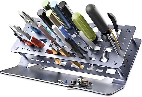 METALTER Screwdriver Storage Rack rc Repair Tool Shelf for Desktop Aluminum Screwdriver Organizer Holder Hand Tool Rest - - Amazon.com Screw Driver Storage, Small Tool Storage, Screwdriver Storage, Tool Shelf, Workbench Organization, Garage Hacks, Sheet Metal Tools, Tool Rack, Tool Box Storage