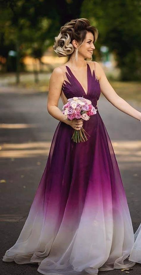 Ombre Dresses, Matric Dress, Fantastic Dress, Fashion Croquis, Party Wear Gowns, Purple Wedding Dress, Fashion Dresses Formal, Fuschia Dress, Frock For Women