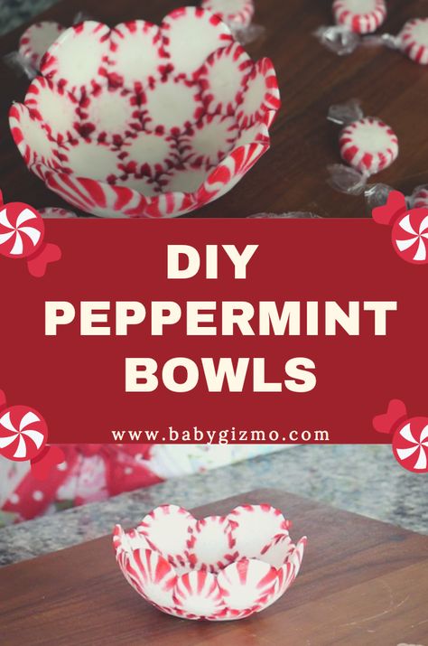 Peppermint Bowls Christmas Gift Ideas, Peppermint Candy Bowl How To Make, Peppermint Bowl How To Make, Peppermint Plate Diy, Peppermint Tray Diy, Peppermint Candy Centerpieces, Peppermint Candy Bowls, Peppermint Bowls Diy, Candy Bowl Ideas