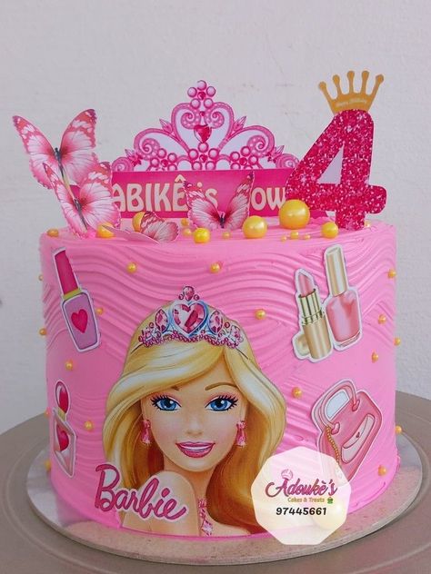 Birthday Cake Barbie Theme, Barbie Theme Cakes, Barbie Theme Cake Ideas, Barbie Cake Ideas Birthdays, Barbie Theme Cake, Barbie Themed Cake, Barbie Cake Designs, Barbie Doll Birthday Cake, Kids Birthday Party Cake