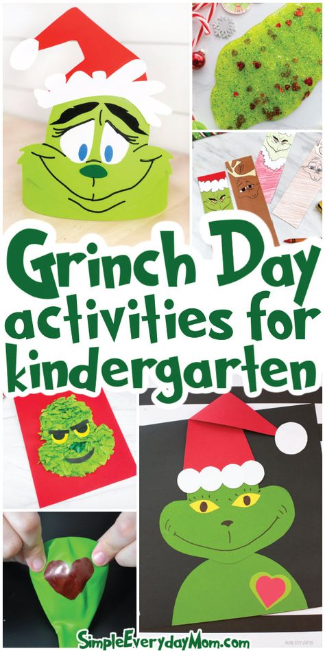 Grinch Ideas For Preschool, The Grinch Day At School, How The Grinch Stole Christmas Kindergarten Activities, Grinch Day Ideas For Kindergarten, Grinch Day At School Preschool, Grinch School Party Ideas, Grinch Week Preschool, Grinch Day In Kindergarten, Grinch Themed Classroom Activities